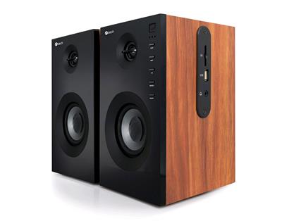 BAZAR Repro C-TECH SPK-550BT, 2.0, Bluetooth, dálkové ovládání, dřevěné