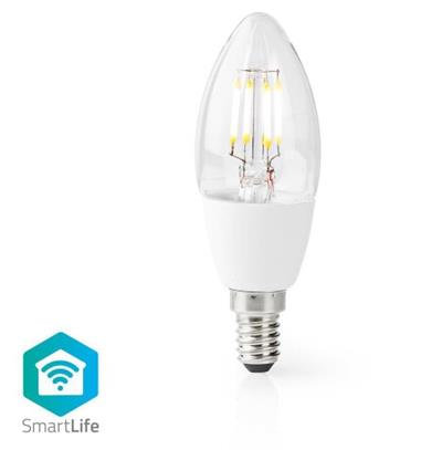 Chytrá LED žárovka NEDIS WIFILF10WTC37, Wi-Fi, 5W, 400lm, E14, teplá bílá