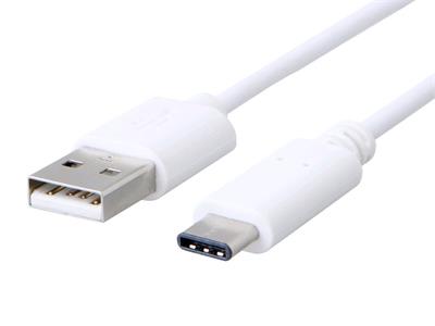 USB 2.0 AM na Type-C kabel (AM/CM), 2m, bílý