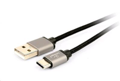 Kabel CABLEXPERT USB 2.0 AM na Type-C kabel (AM/CM), 1,8m, opletený, černý, blister