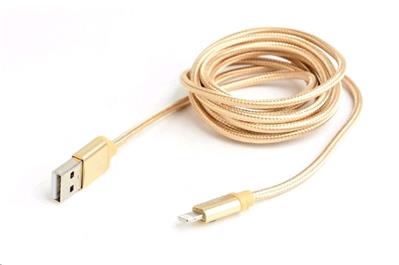 Kabel CABLEXPERT USB 2.0 Lightning (IP5 a vyšší) nabíjecí a synchronizační kabel, opletený, 1,8m, zlatý, blister