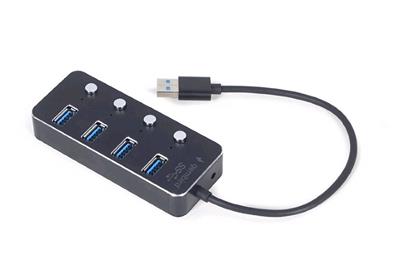 USB hub Gembird, 4-port USB 3.1 (Gen 1) hub s vypínači